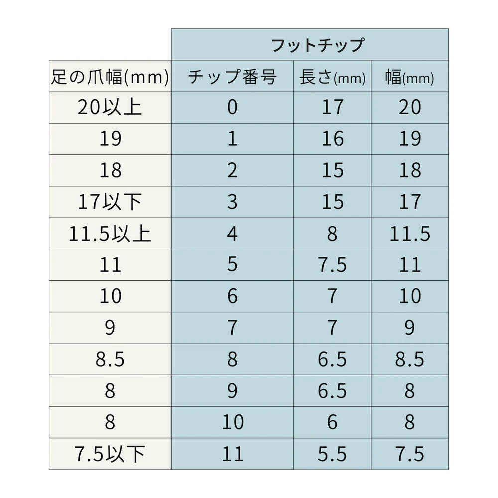 サイズ確認チップ【フットネイル】