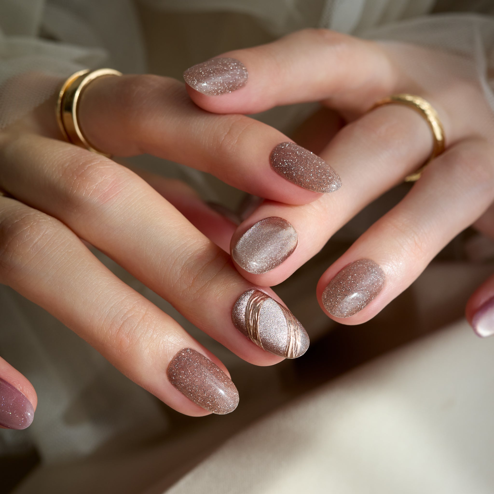 EVERNAIL ネイルチップ K Jewel  サイズＭ オーバル 期間限定】K Mauve Flash Jewel